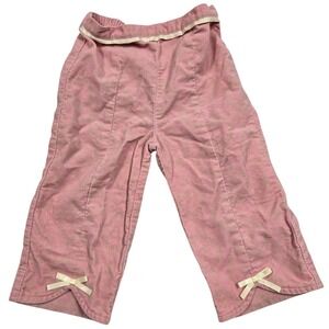 Gymboree Pink Corduroy Velvet Bow Lace Toile Pants Girls 18-24 M Winter Berries